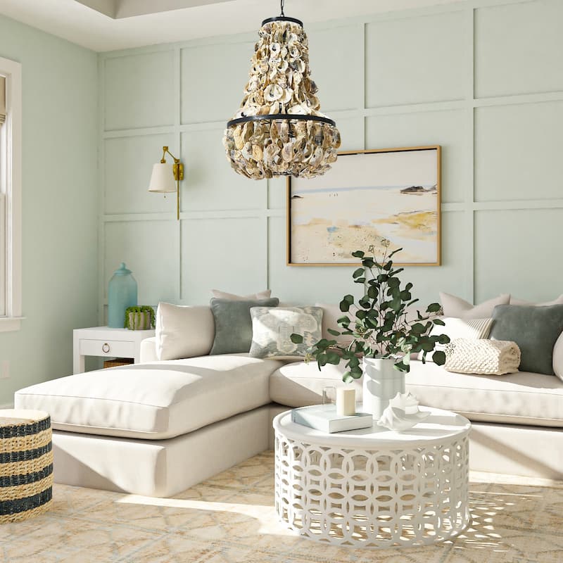 Metal and Draped Oyster Shell Chandelier