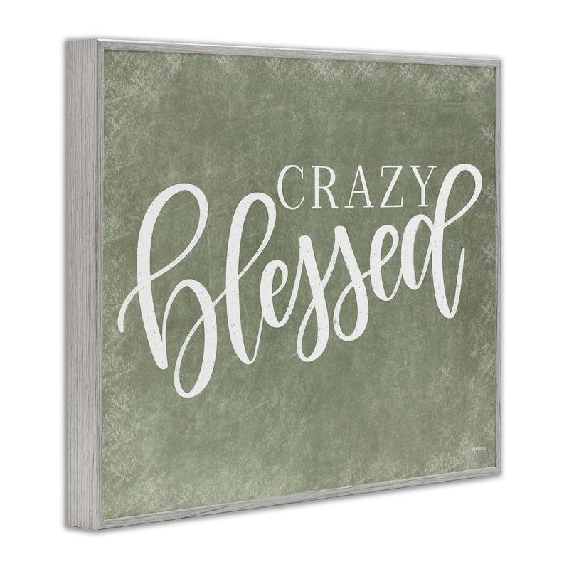 Stupell Crazy Blessed on Green Framed Giclee Art Design By Imperfect Dust