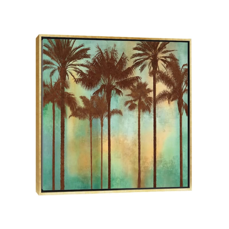 iCanvas "Aqua Palms II" by John Seba Framed Canvas Print - Gold - 12x12