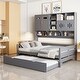 preview thumbnail 2 of 12, Full Wooden Daybed With Size Trundle and All-in-One Cabinet, Grey