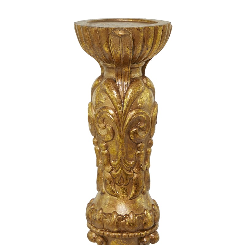 Polystone Handmade Tall Standing Candle Holder - Brass - Roche River Decor