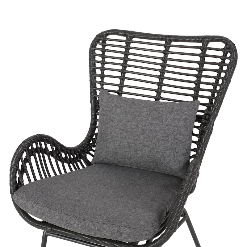 Wicker Patio Chairs with Cushions, 2-Piece Outdoor Accent Chairs Set