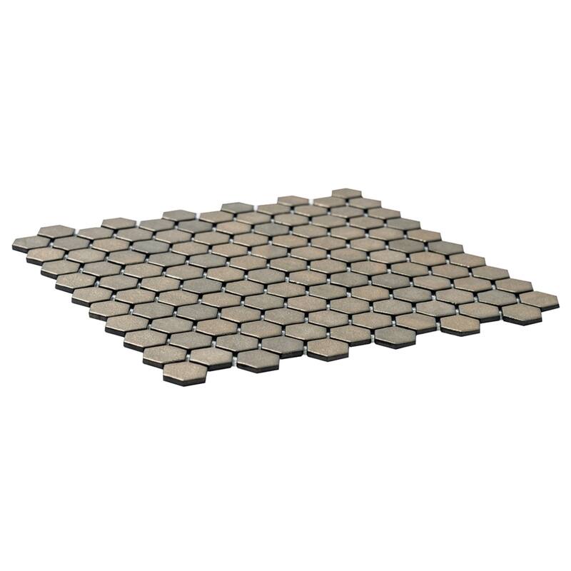 The Tile Life Eterna Hex 1x1 Gold Recycled Glass Floor, Wall & Backsplash Tile