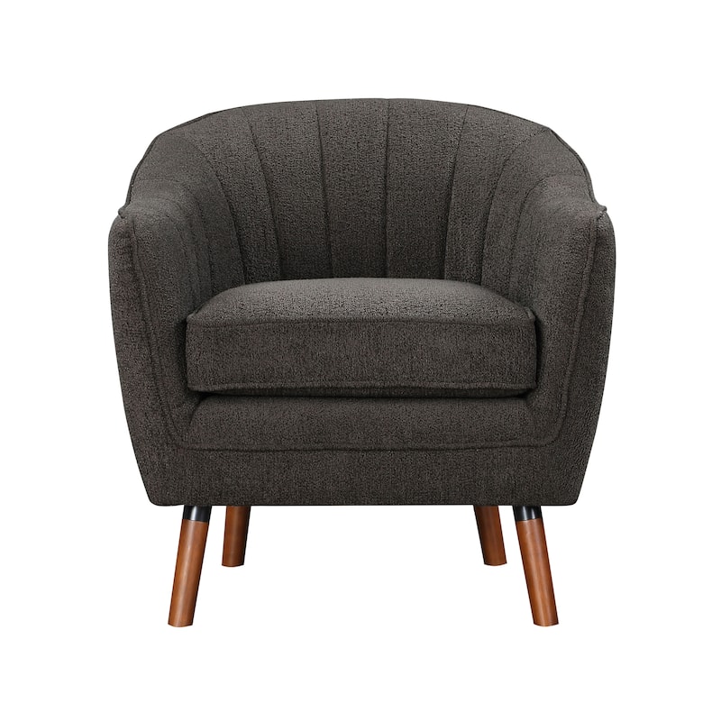 Charcoal Textured Fabric Upholstered Mid-Century Modern Accent Chair