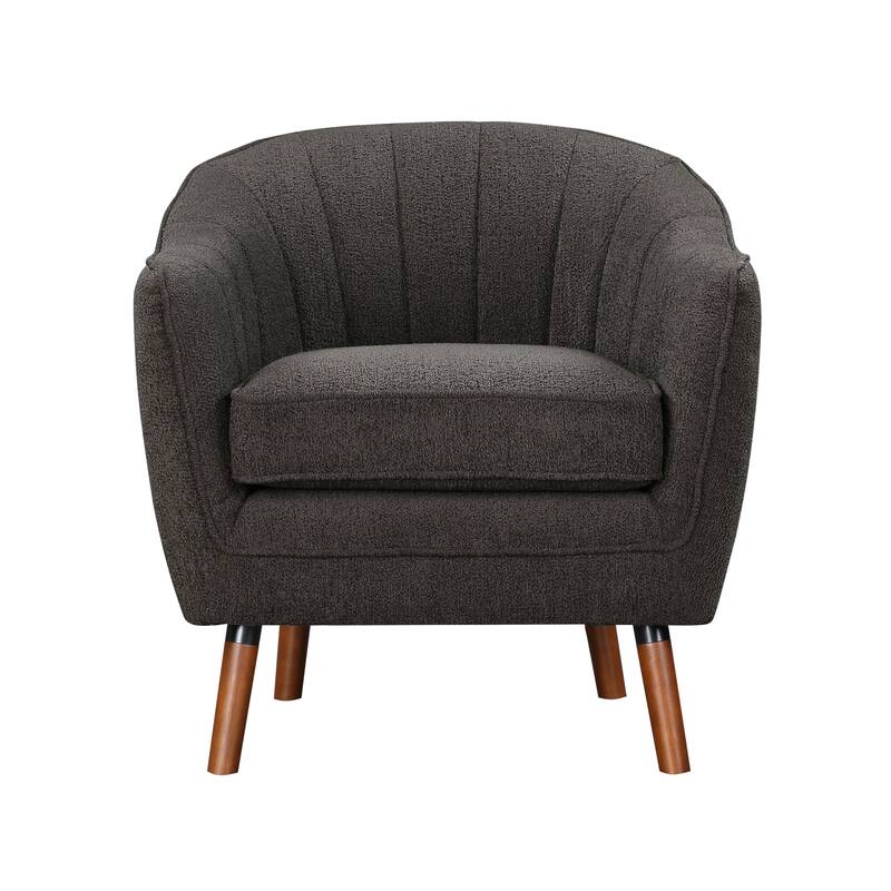Mid-Century Modern Chenille Armchair with Channel Stitching - Charcoal