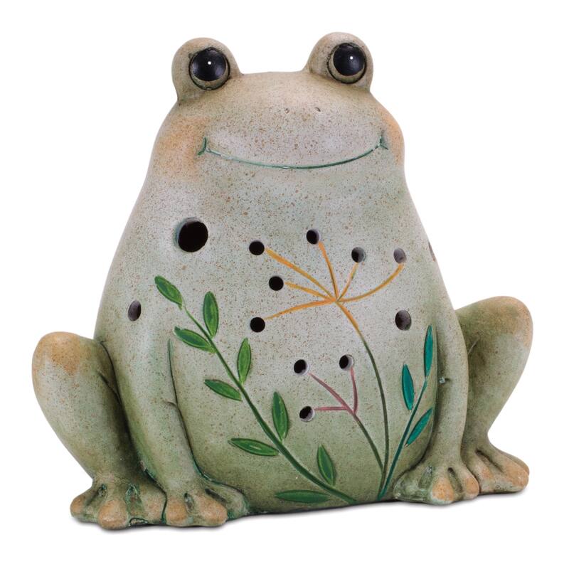 Terracotta Frog and Snail Figurine Decorations - 7.5" - Set of 2