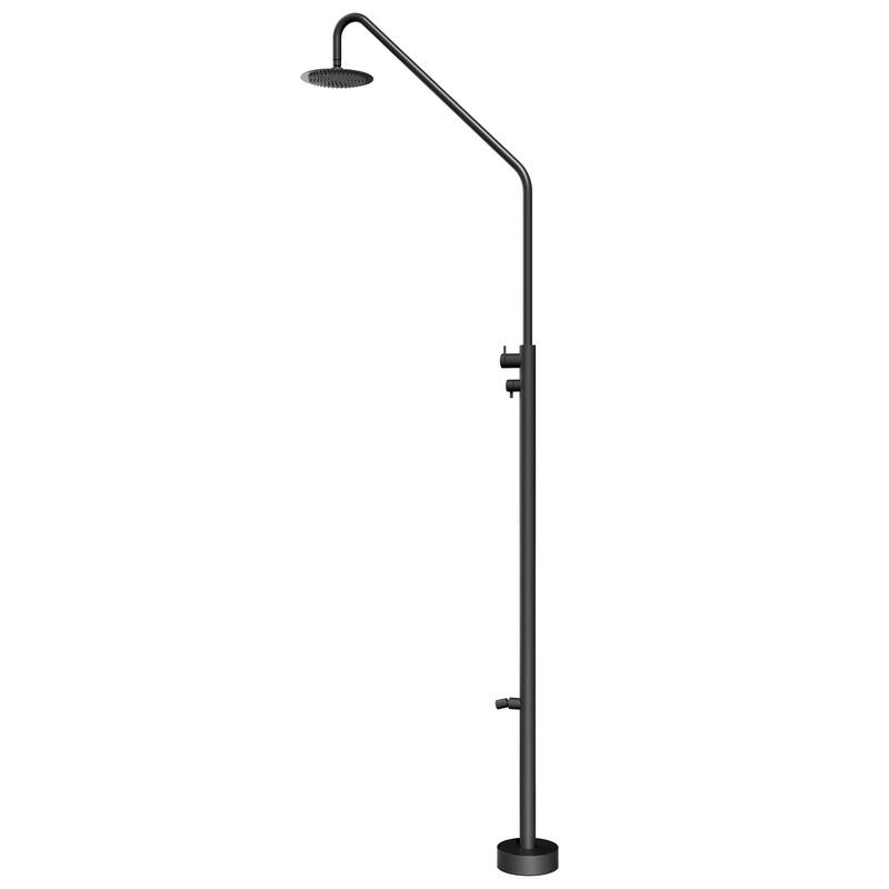91"H 316 Stainless Steel Freestanding Outdoor Shower with Foot Wash Spout - Matte Black