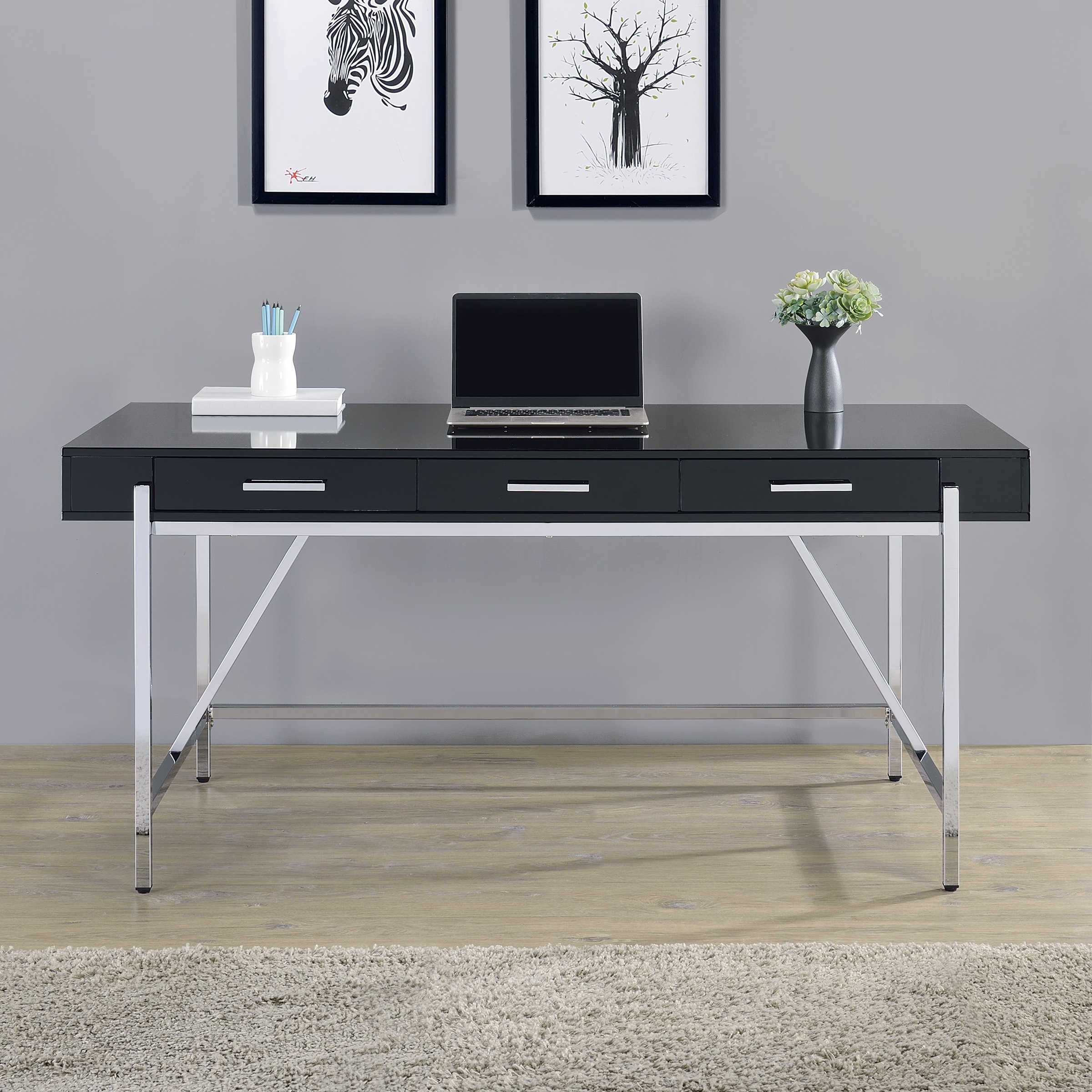 Black gloss computer desk hotsell