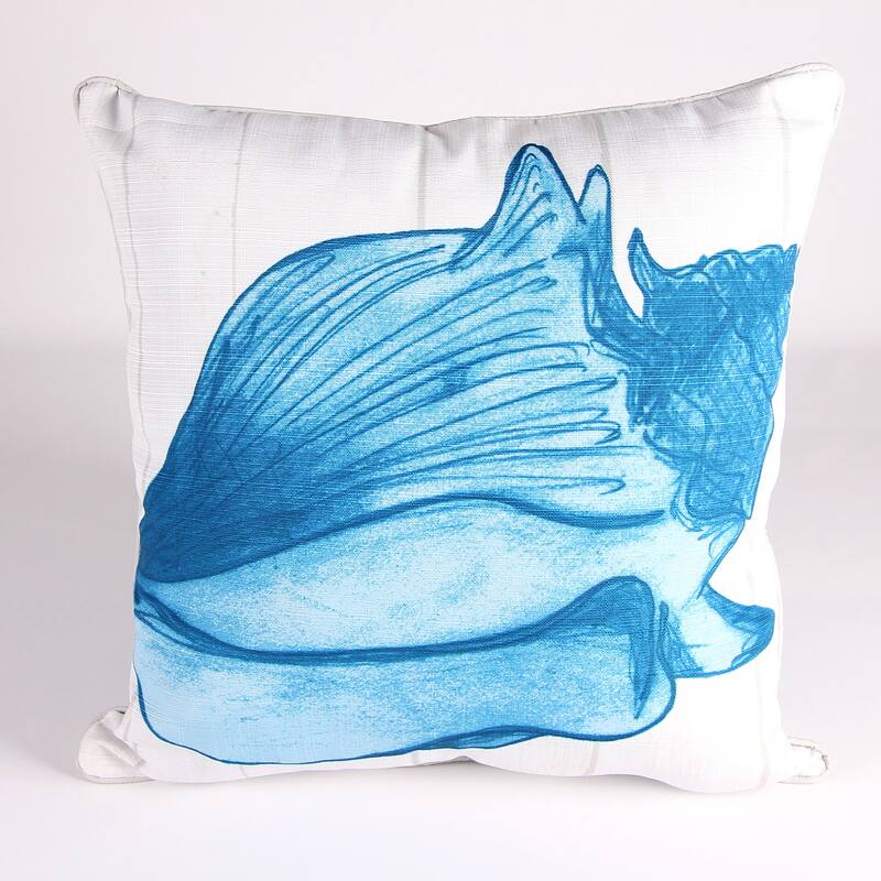 18" x 18" Indoor Throw Pillow - Gray and Blue Conch Shell Plank