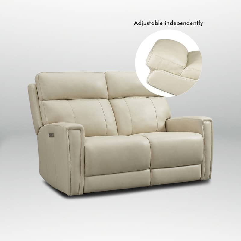 Genuine Leather Reclining Loveseat with Dual-Power Adjustable Headrest & Footrest, Zero Gravity, USB & USB-C Charging Ports