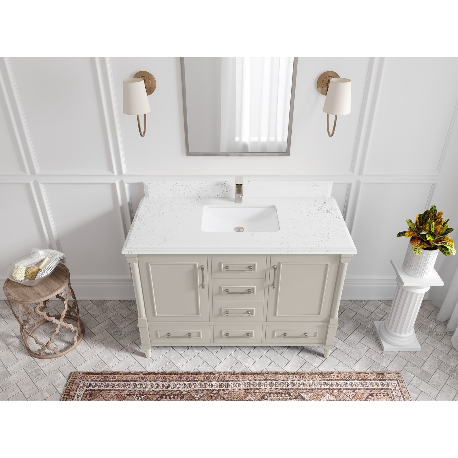 Willow Collections 48 in. W x 22 in. D Aberdeen Single Bowl Sink Bathroom Vanity with Countertop