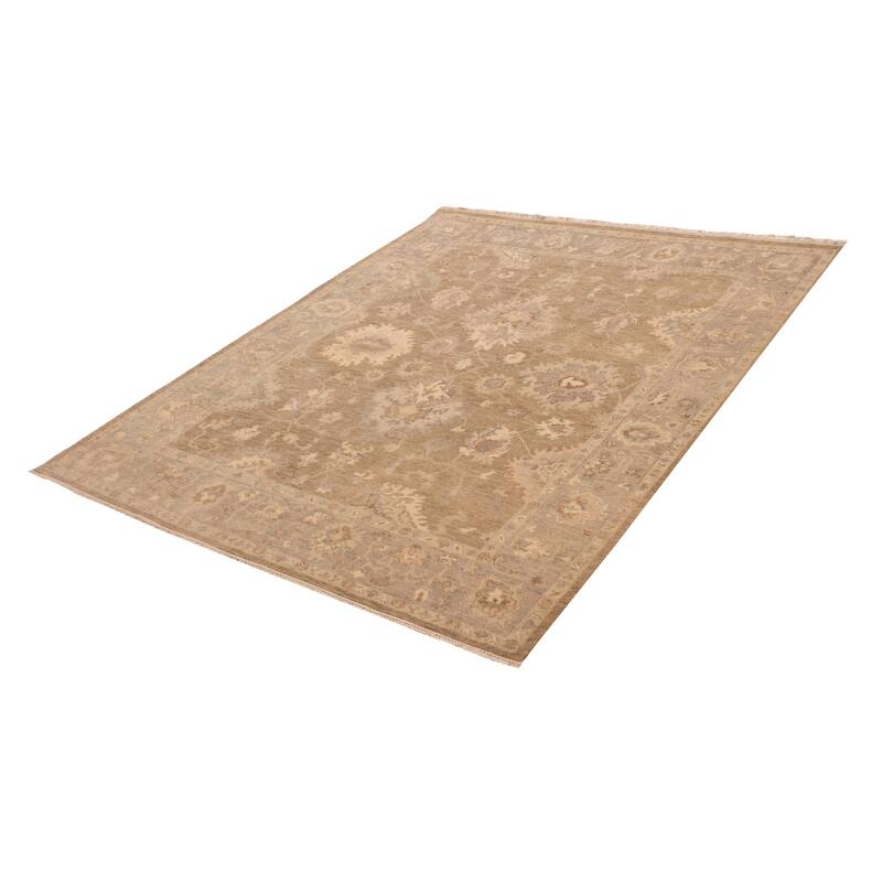 ECARPETGALLERY Hand-knotted Oushak Olive Wool Rug - 8'0 x 9'10