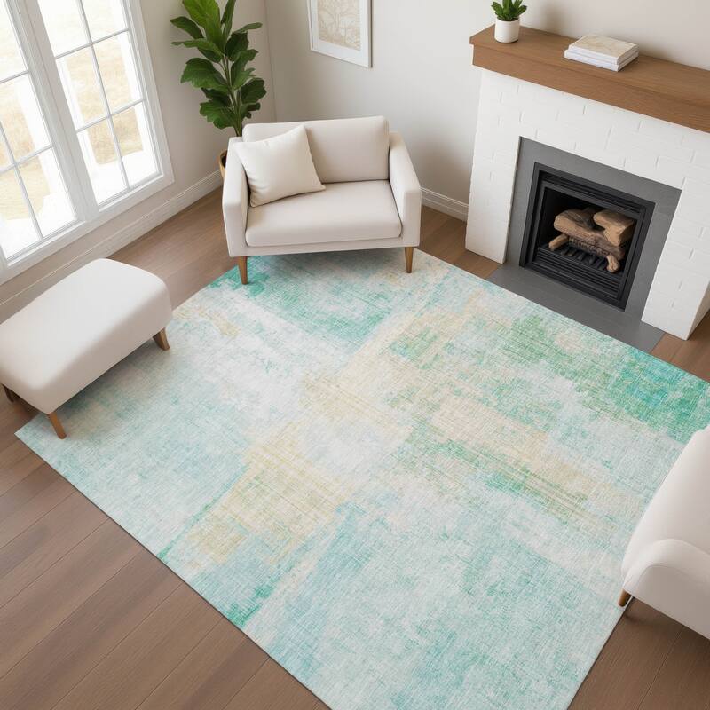 Premium Washable Super Soft Abstract Glam Mayfield Rug - Teal - 2'6" x 3'10"