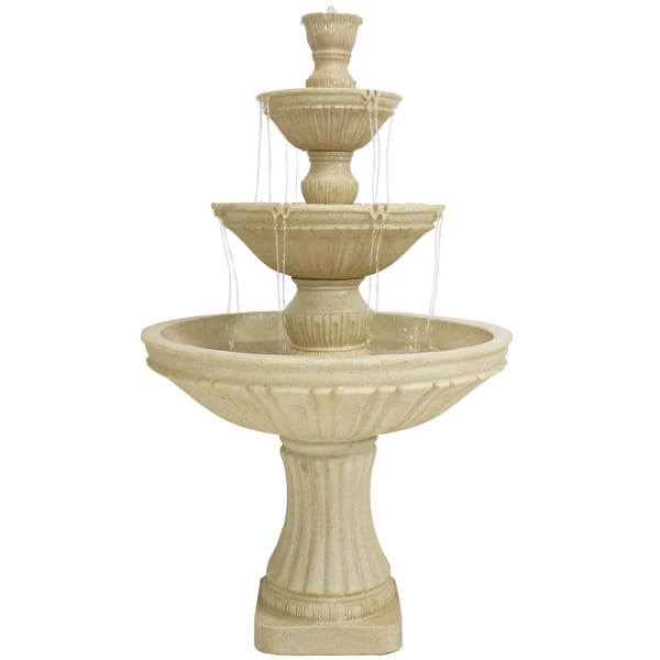slide 2 of 12, Sunnydaze Classic 3-Tier 55-Inch Designer Outdoor Water Fountain - Light Brown - 55" Brown
