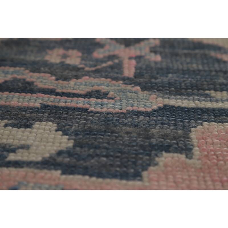 Hand Knotted Oriental 100% Wool Carpet Transitional All-Over Navy Blue & Blues Oushak Area Rug - 10' 10'' X 8' 0''