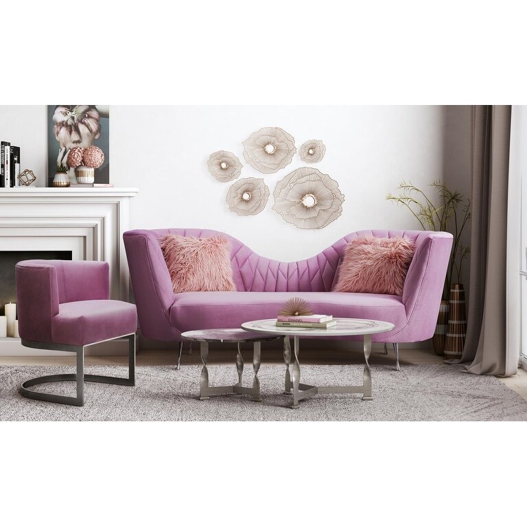 Shop Eva Blush Velvet Sofa Overstock 16915043