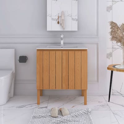 30" Freestanding Bathroom Vanity with White Ceramic Sink - 29.92'' x 18.31'' x 33.46''
