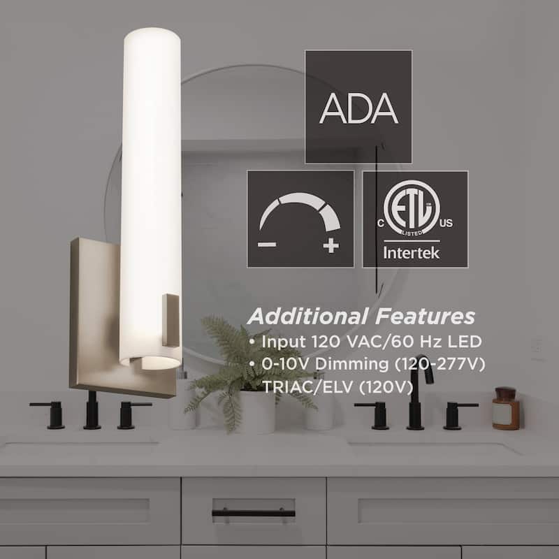 Bowen 1-light Satin Nickel LED Wall Sconce, White Acrylic Shade