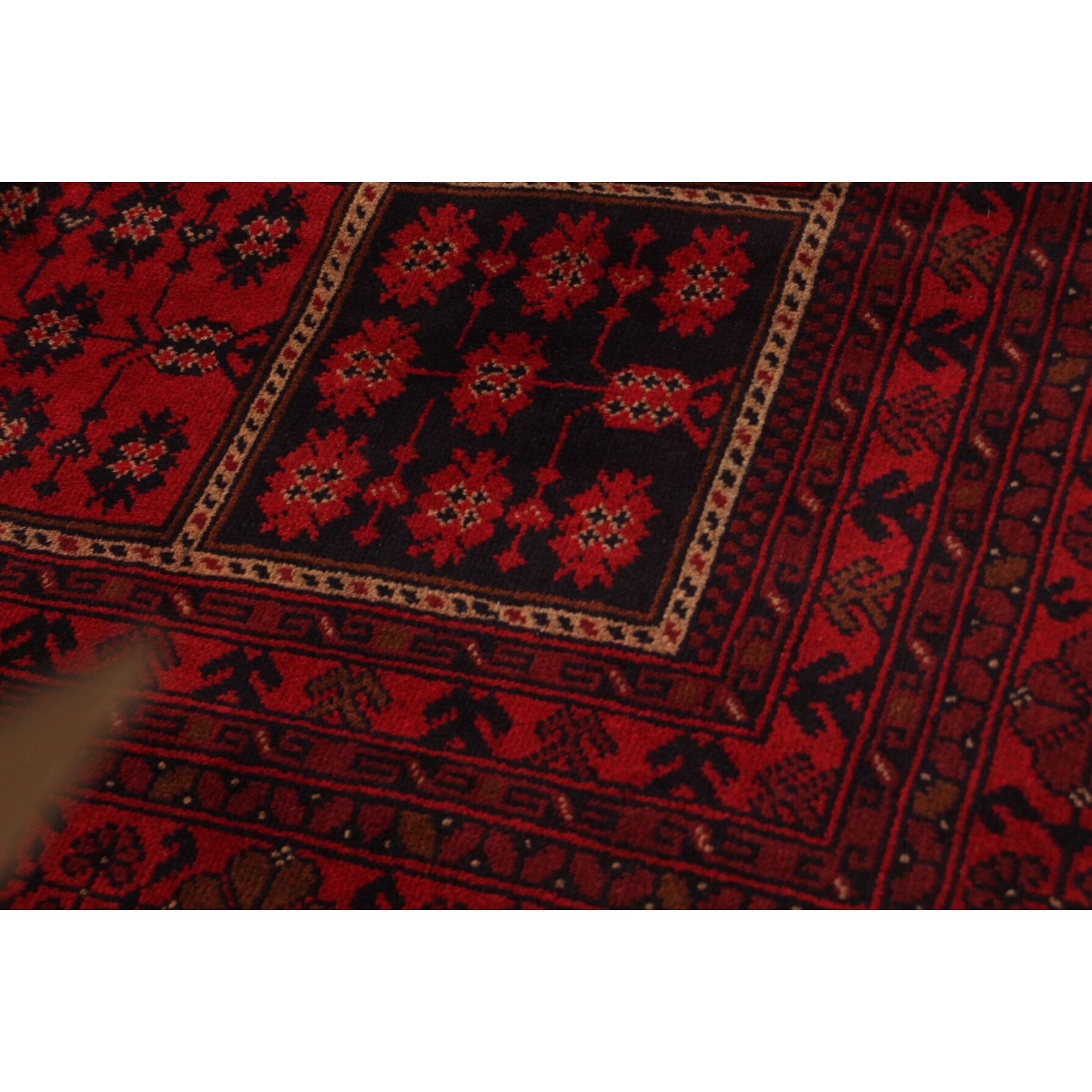 Finest Khal Mohammadi Bordered Red Rug 6'9 x 9'5 Bedroom eCarpet Gallery Large Area Rug for Living Room 357007 Hand-Knotted Wool Rug 
