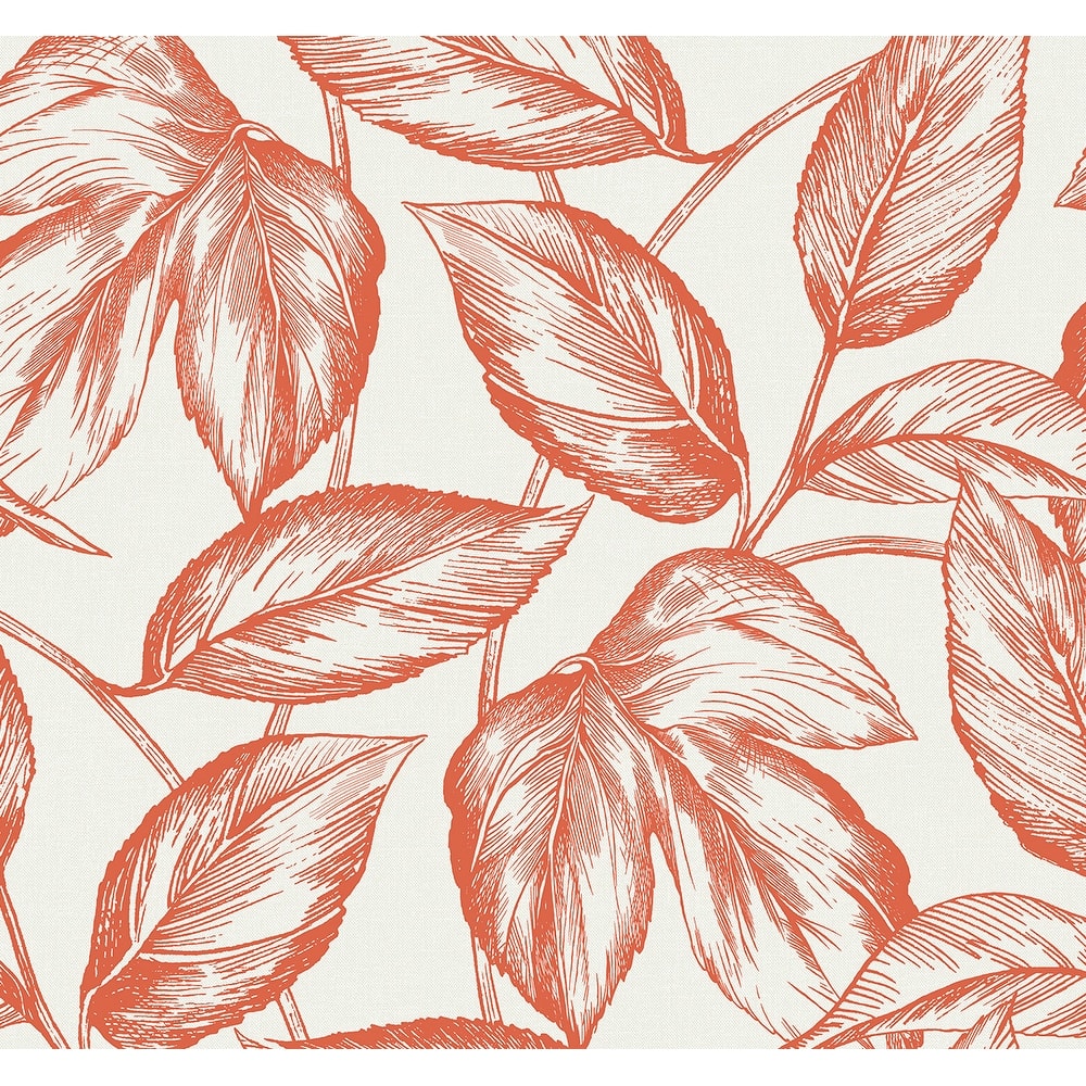 Seabrook Designs Beckett Sketched Leaves Unpasted Wallpaper