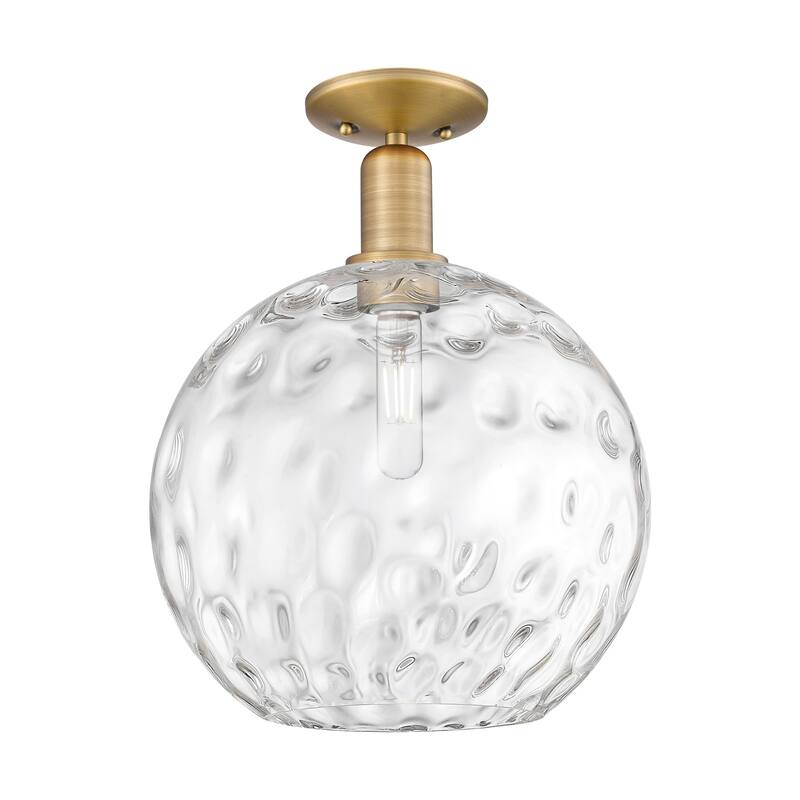 Innovations Lighting 716-1C-15-12 Athens Water Glass Semi-Flush Athens - Brushed Brass / Clear Water Glass