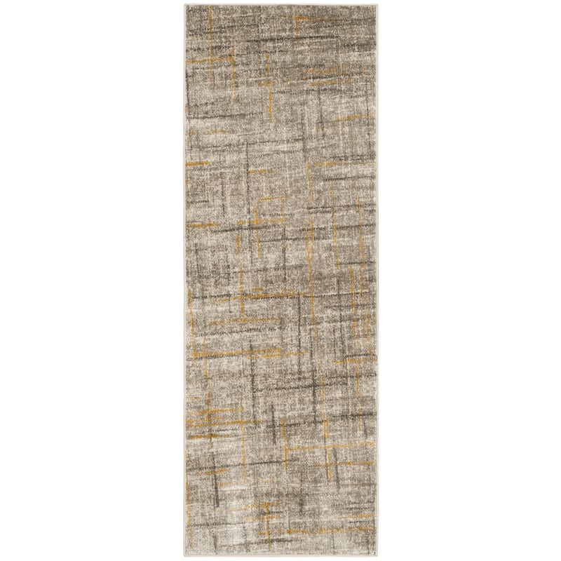 SAFAVIEH Porcello Libby Modern Rug - 2'4" x 11' Runner - Grey/Dark Grey