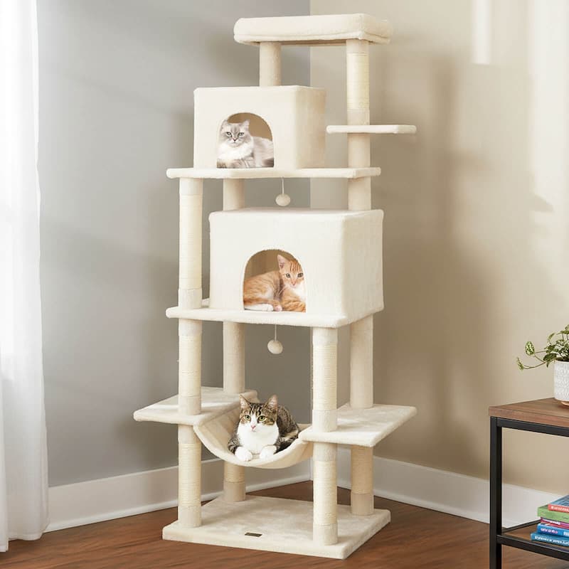 Costway 70” Large Cat Tree for Indoor Cats with Plush Top Perch, Dual - See Details