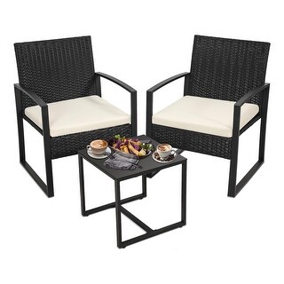 3 Pieces Wicker Patio Bistro Sets, Rattan Conversation Set with Coffee ...