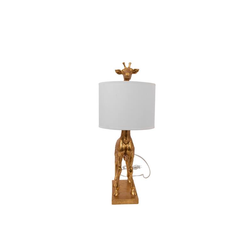 Resin Giraffe Table Lamp with Linen Shade
