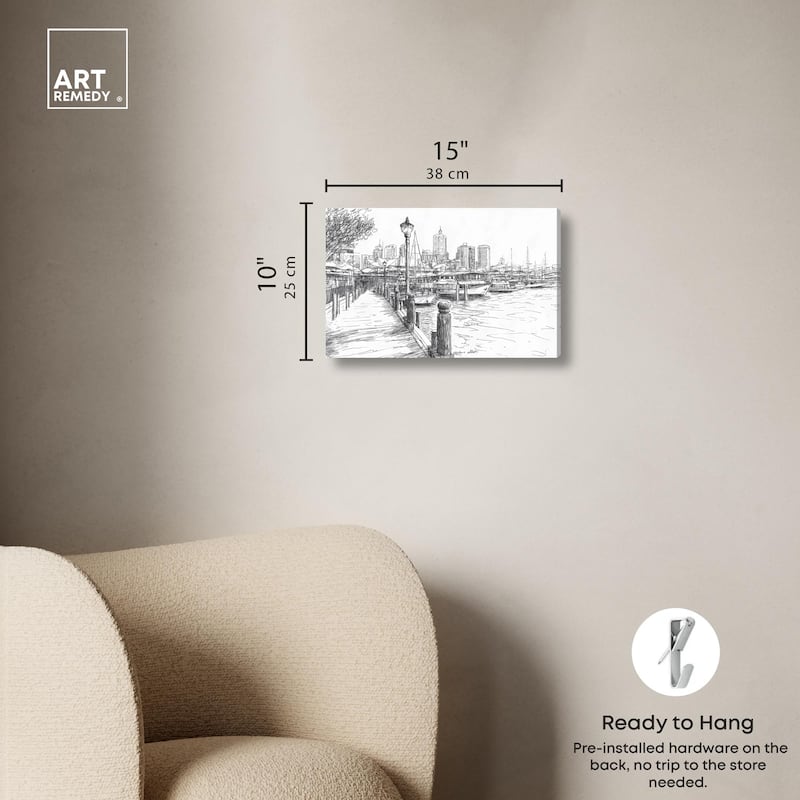 Harbour City Ink Canvas by Art Remedy, Gallery Wrapped