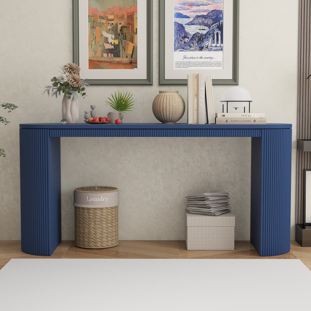 Console Table with Unique Vertical Stripe Design