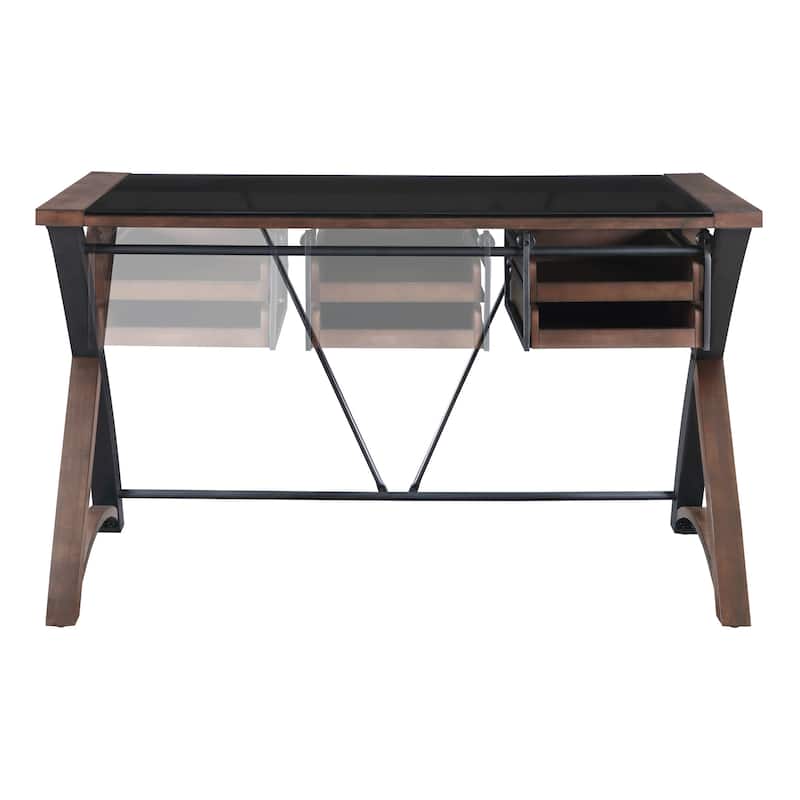 48" Glass-Top Desk with Storage