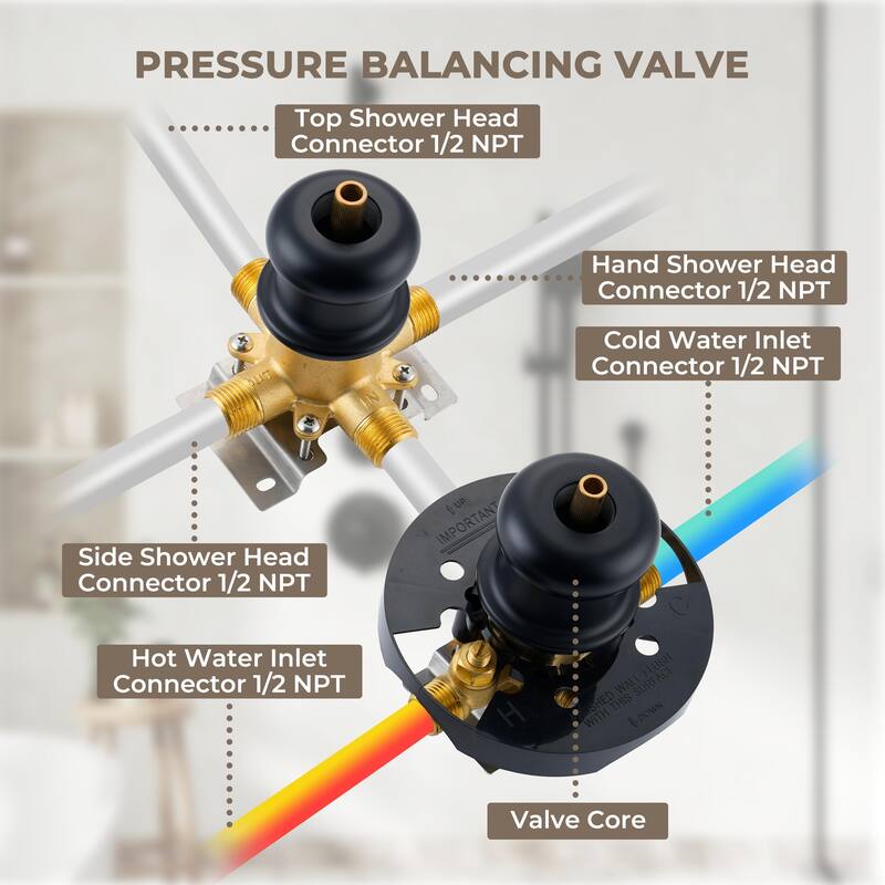 5-Spray Shower System with 8 in. Rainfall Head, 4 in. Shower Head and Handheld Shower, Valve and Adjustable Slide Bar Included