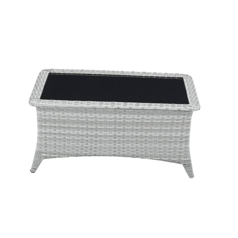 Pocassy Outdoor Patio Wicker Coffee Table-Rectangle - 46.5X28.5X21