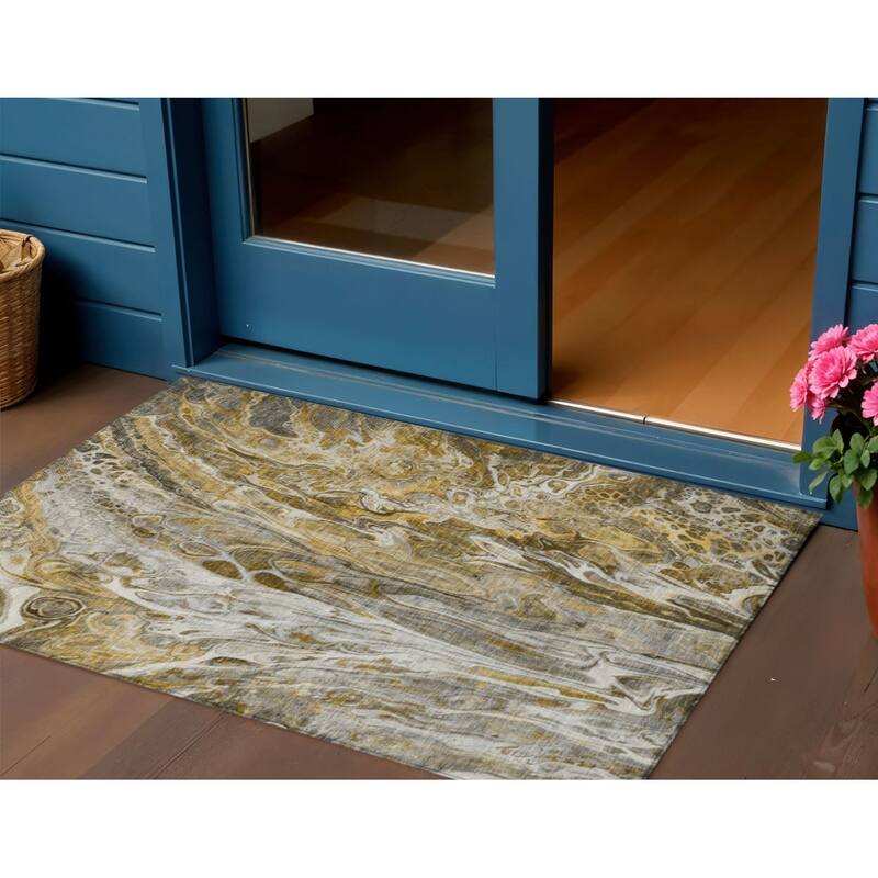 HomeRoots Abstract Contemporary Rectangle Outdoor Rug - 3' x 5'