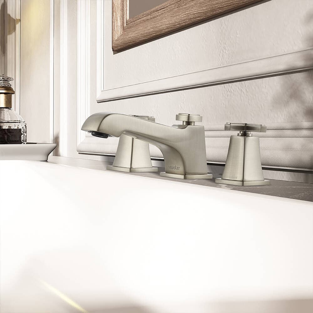 YASINU Two Handles Widespread Cross Handle Bathroom Faucet with Drain