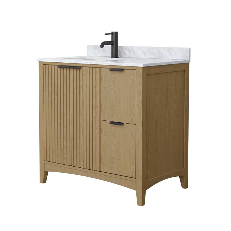 Wyndham Collection WCF9191-36S-CMUNSMXX Palmilla 36" Free Standing - Natural Oak / Matte Black Hardware