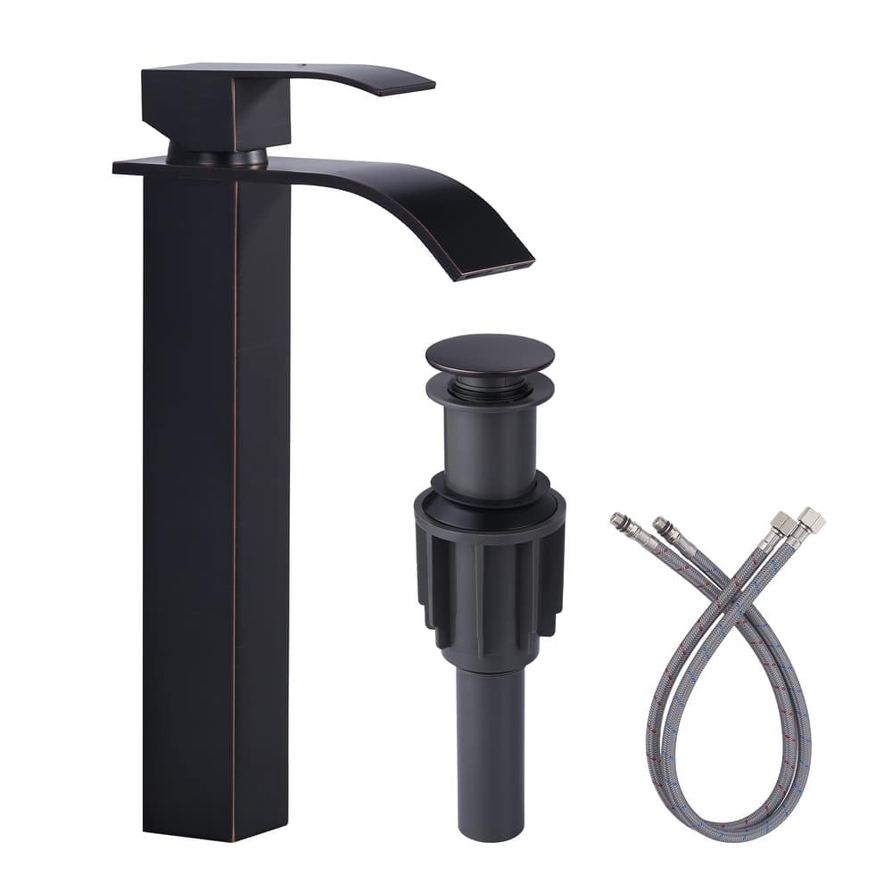 WOWOW Single Handle Single Hole Waterfall Bathroom Vessel Faucet