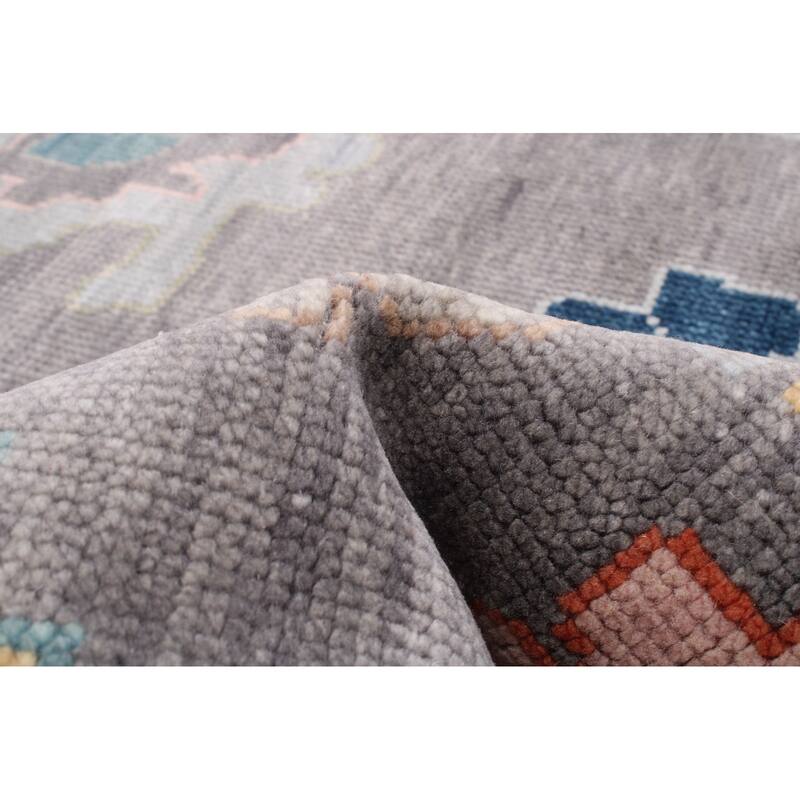 ECARPETGALLERY Hand-knotted Modern Oushak Dark Grey Wool Rug - 9'3 x 12'0