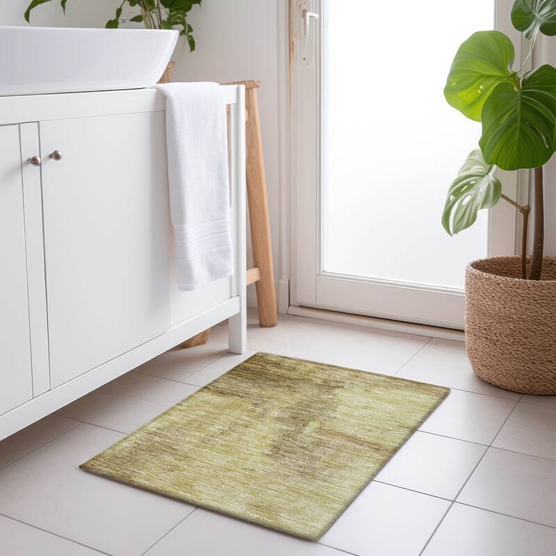 Machine Washable Indoor/ Outdoor Contemporary Abstract Chantille Rug - Brown - 1'8" x 2'6"