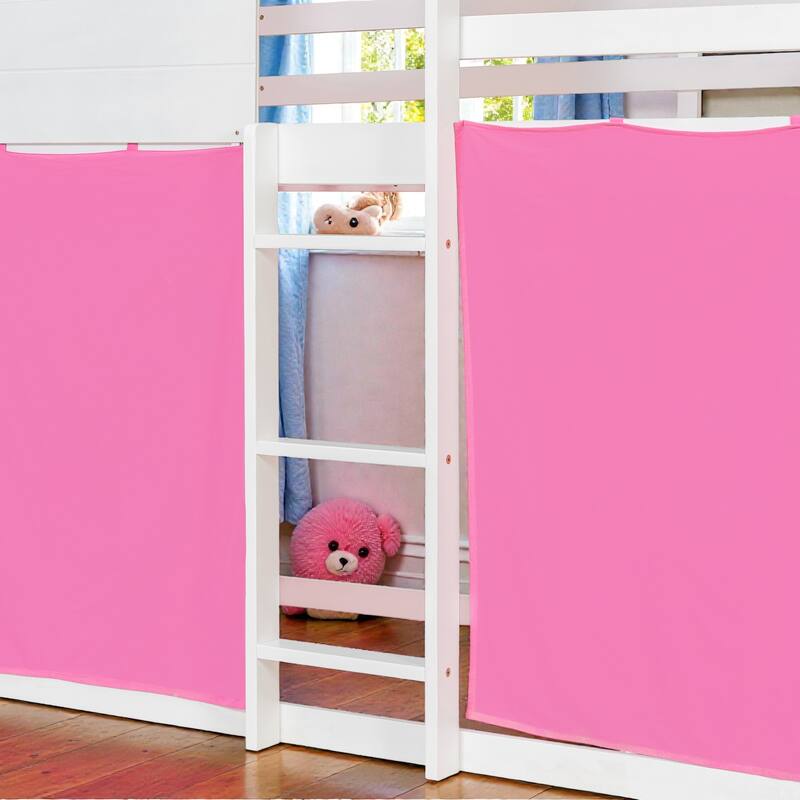 Twin/Full Wood House Bunk Bed with Tent, Playhouse Design, Windows & Roof, Solid Wood Frame, No Box Spring Required