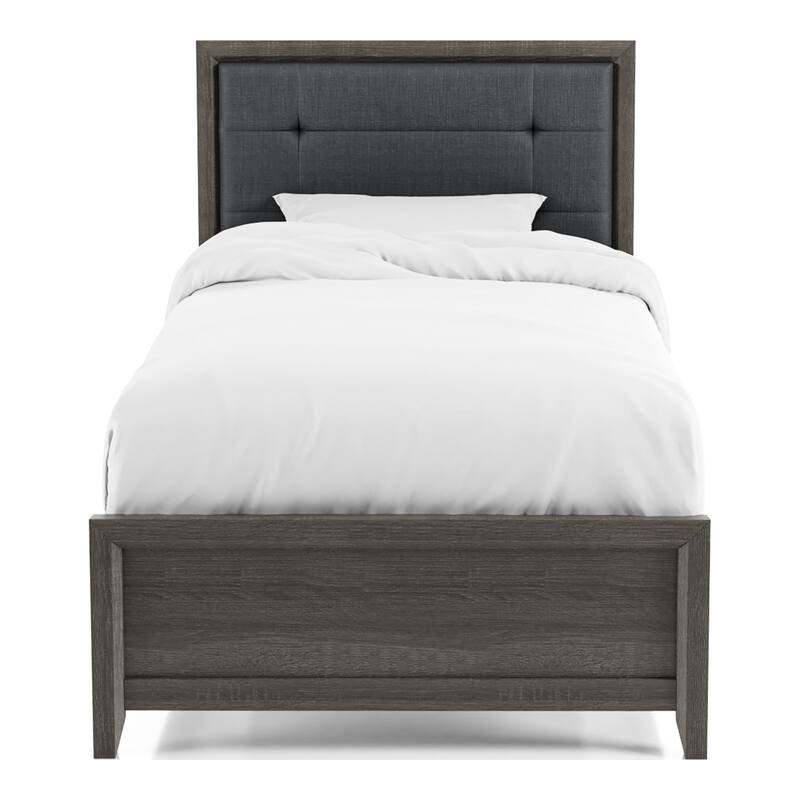 Aury Transitional Grey Upholstered Tufted 6-piece Panel Bedroom Set by Furniture of America