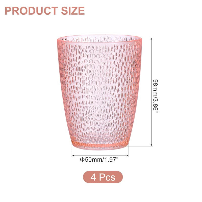 Acrylic Drinking Glasses, 4Pcs Plastic Reusable Tumbler - Pink - 10oz