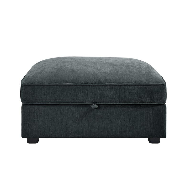 Rossetta Chenille Classic Color Matching Stylish Ottoman with Hidden Storage Spaces - Grey
