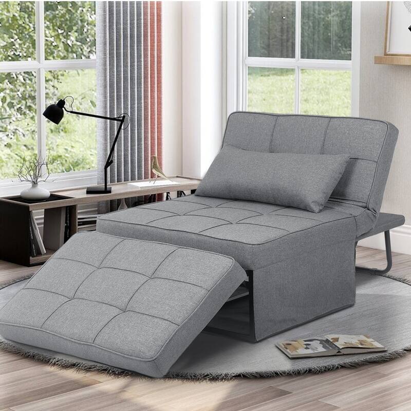 Zenova 4-1 Adjustable Sleeper Sofa Chair with Ottoman, Sofa Bed ,Couch Bed - Grey