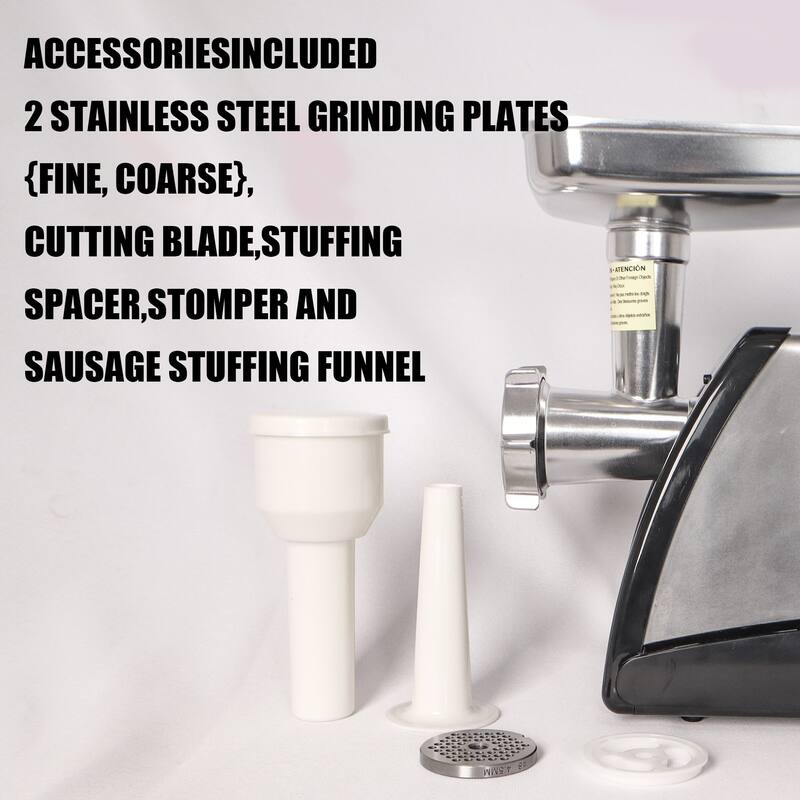 Meat Grinder & Sausage Stuffer, 570 Watt,Stainless Steel - 7.08*13.38