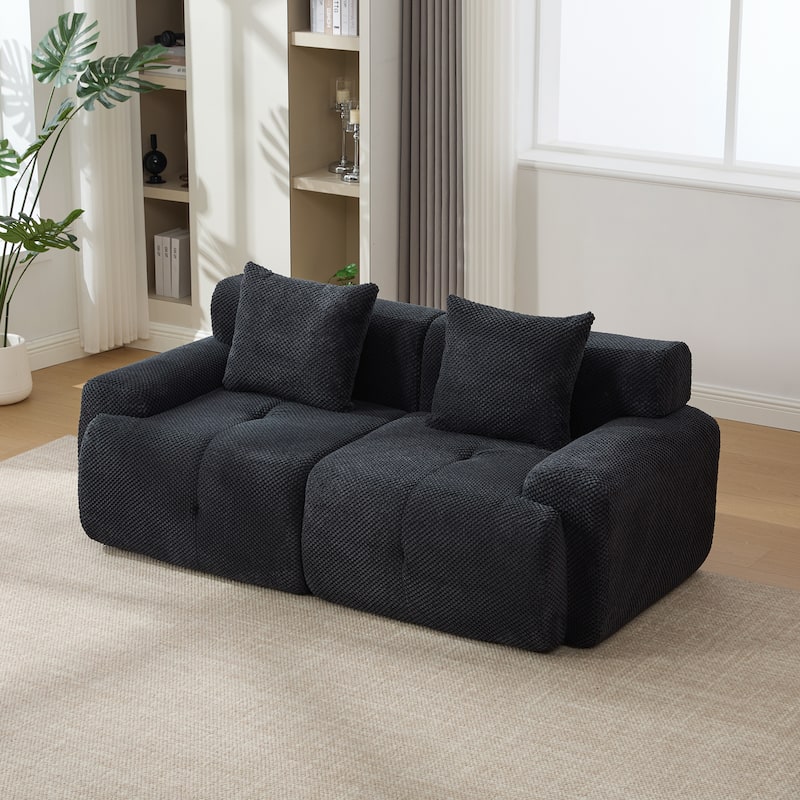 Modern Modular 2-Seater Cloud Sofa Tufted Loveseat with 2 Pillows, Pocket Springs, for Living Room, Office, Apartment