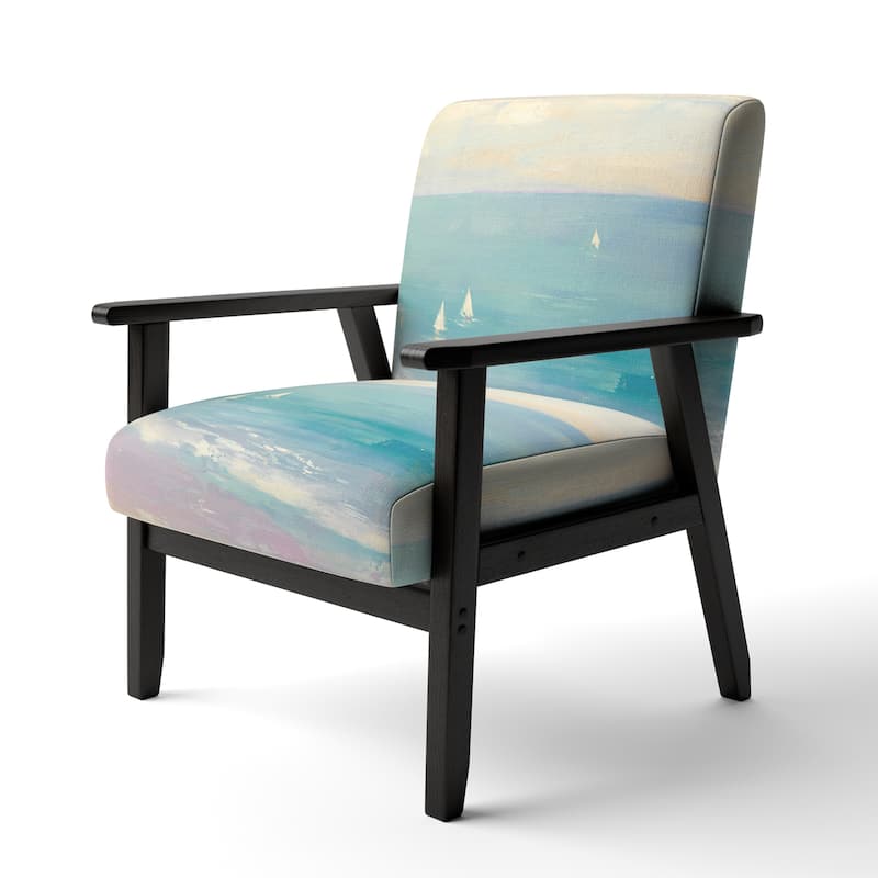 Designart "From the Shore" Upholstered Beach Accent Chair - Nautical & Coastal Arm Chair For Bedroom