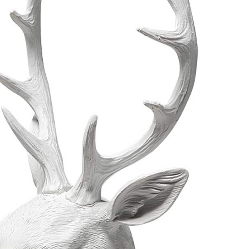 HomeRoots 23" White Polyresin Suited Deer Bust Tabletop Sculpture - 6" W x 8" D x 23" H