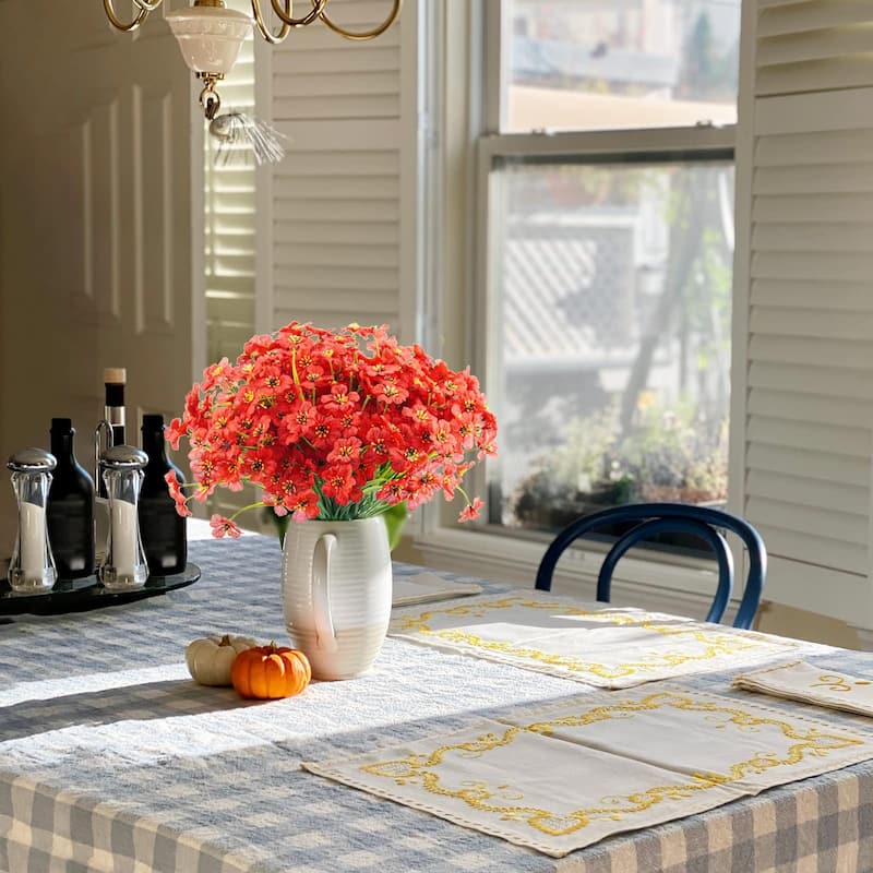 72PCS Artificial Flowers for Outdoors, UV Resistant Fake Flowers No Fade Faux Plastic Plants (Red)